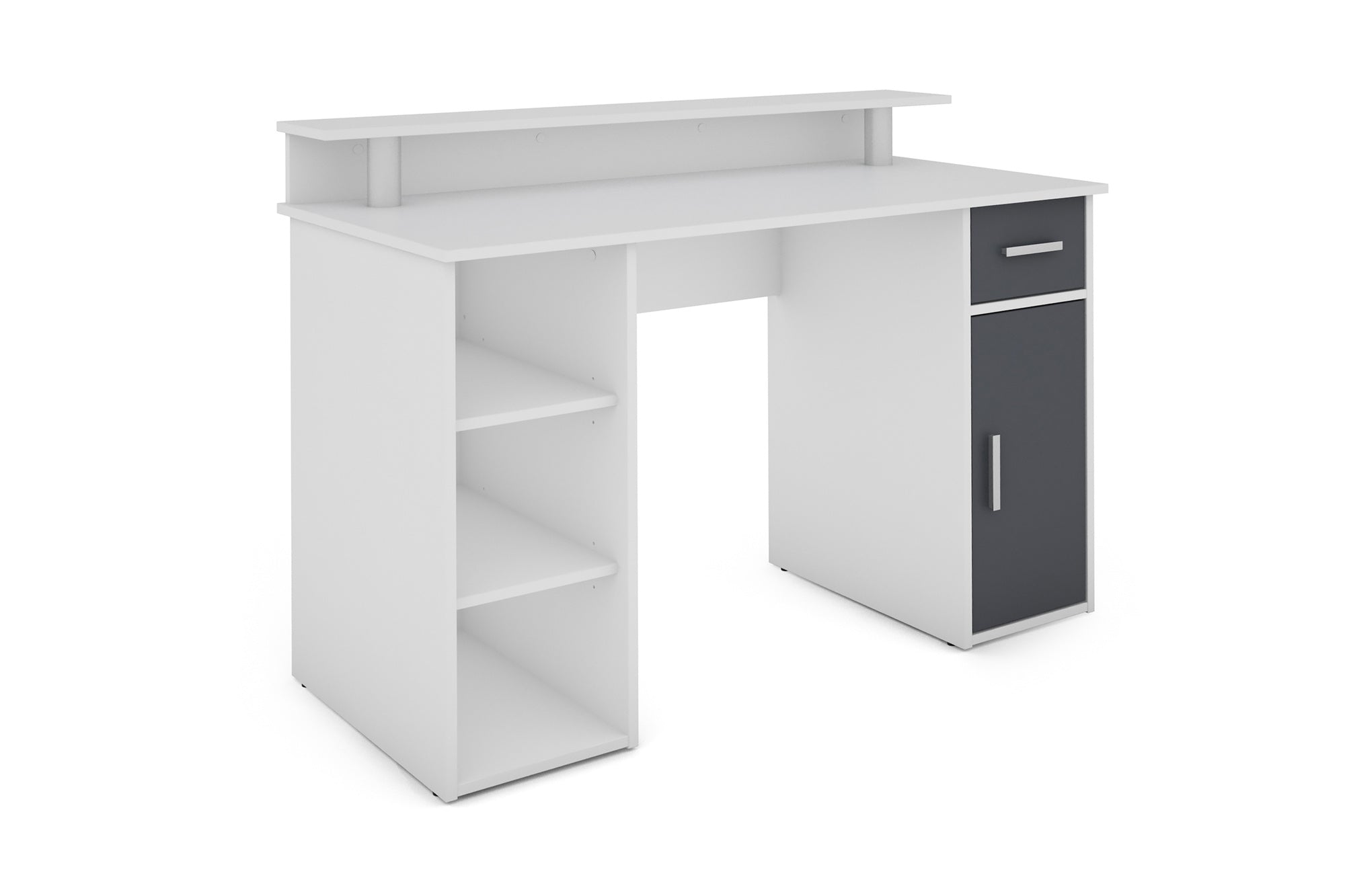 Schreibtisch DIEGO / Arbeits-Tisch mit viel Stauraum in Sonoma Eiche (Eiche-Optik), weiß, Old Wood (Altholz-Optik) / Computer-Tisch / 1 Schublade, 1 Tür, 3 offene Fächer / 120x88x55cm (BxHxT)