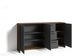 Kommode BEN / Sideboard mit 3 Türen und 3 Schubkasten / Schuhschrank in Old Wood-Optik mit Fronten in anthrazit / Schrank in Altholz-Optik / Griffe schwarz / B 153, H 83, T 35 cm