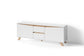 TV-Board VALENTIN / Lowboard matt weiß oder anthrazit mit Absetzung in Eiche-Optik / Fernsehtisch mit 2 Türen und 2 Schubkästen / Fernsehschrank im Scandi-Style / Grifflos / B 160, H 60, T 38 cm