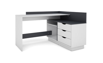 Winkelschreibtisch BELFAST / Rechts oder Links montierbar / 3 Schubkästen / Anthrazit, Weiß-Anthrazit, Artisan Eiche (Eiche-Optik) oder Old Wood (Altholz-Optik) /Bürotisch / Eckschreibtisch / Schreibtisch / B 129, H 83,5, T 105 cm