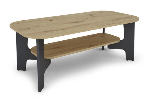 Couchtisch JONNY / Melamin Artisan Eiche (Eiche-Optik), Old Wood (Altholz-Optik) oder weiß, Melamin Anthrazit / B 110, H 42,5, T 55 cm / mit Ablageboden