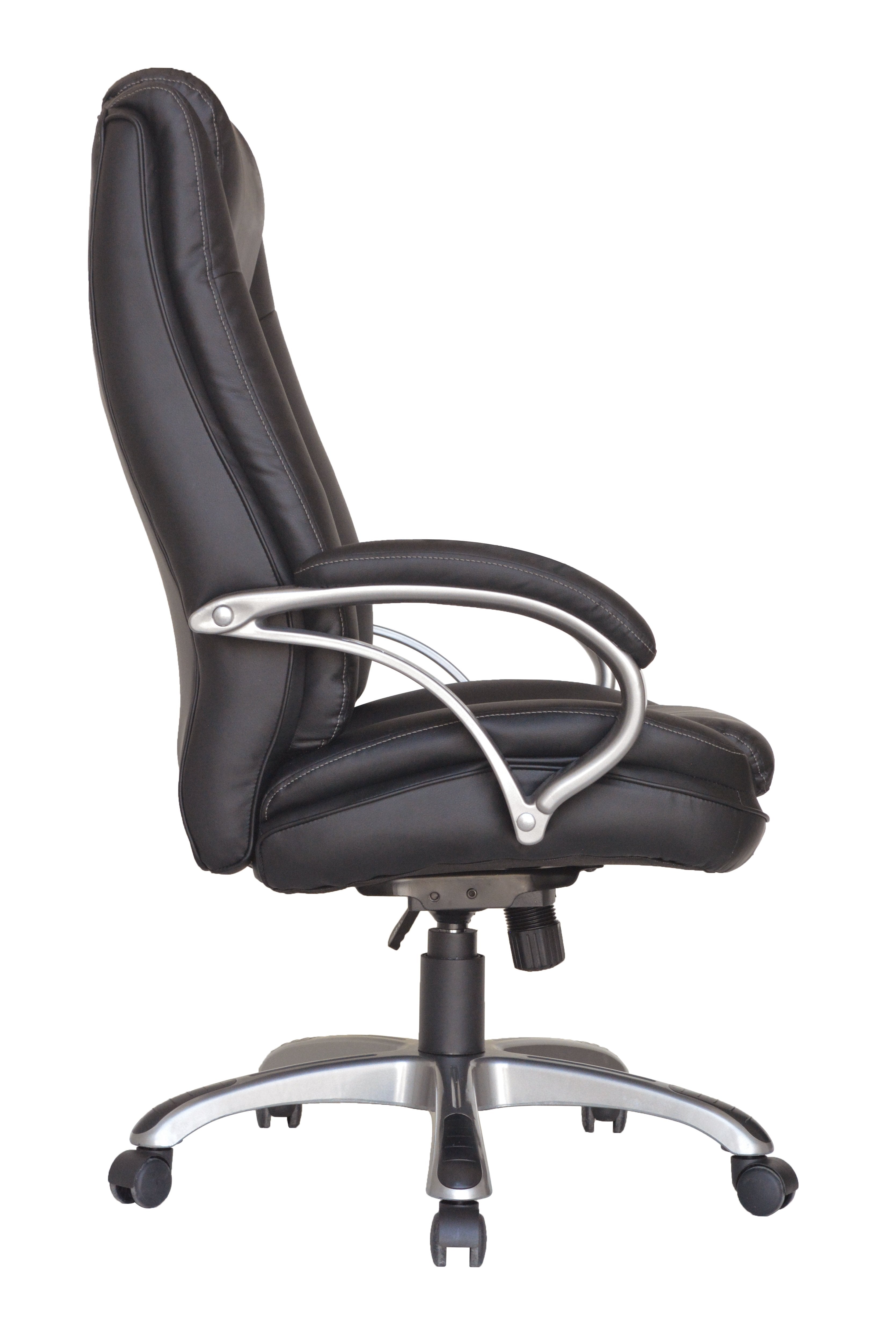 Chefsessel BRUNO-XXL/ bis 150 kg belastbar /Kunststoff anthrazit/ Wippmechanik mit Härtegradeinstellung/ Höhenverstellung/
 Gebremste Sicherheitsrollen/ B 71,5 H 114-124 T 70,5 cm