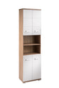Badezimmer-Hochschrank NEBRASKA / in anthrazit, Sonoma Eiche (Eiche-Optik) oder weiß / B 50, H 192, T 31,5 cm / 4 Türen mit offenen Elementen & viel Stauraum
