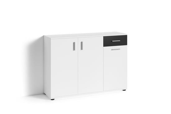Kommode JAKOB / 3-trg. mit 1 Schubkasten / in Artisan Eiche (Eiche-Optik), weiß oder Old Wood (Altholz-Optik) / Sideboard / B 110, H 83,5, T35,5 cm