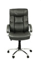 Chefsessel Paul-XXL/ bis 150 kg belastbar /Federkern-Sitz /Gestell Metall verchromt /Armlehnen gepolstert/Bezug Kunstleder dunkelgrau /Absatz schwarz /B 64, H 108-118, T 72 cm
