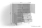 Highboard BILL / Wohnzimmerschrank Artisan Eiche Optik hellbraun / Schrank mit 3 Tür und 3 Schubkästen / Sideboard mit Fronten in weiß und grau / Schlaufen-Griffe / B 120, H 135, T 36,5 cm
