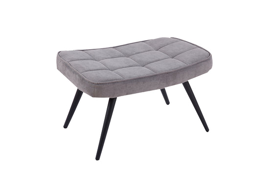 Hocker Uta / Cord grau, Samt schwarz, Webstoff dunkelgrau, Samt dunkelgrün, Webstoff sandfarben / Gestell schwarz pulverbeschichtet / Fuß-Ablage / Sitzhocker / B 60, H 39, T 41 cm