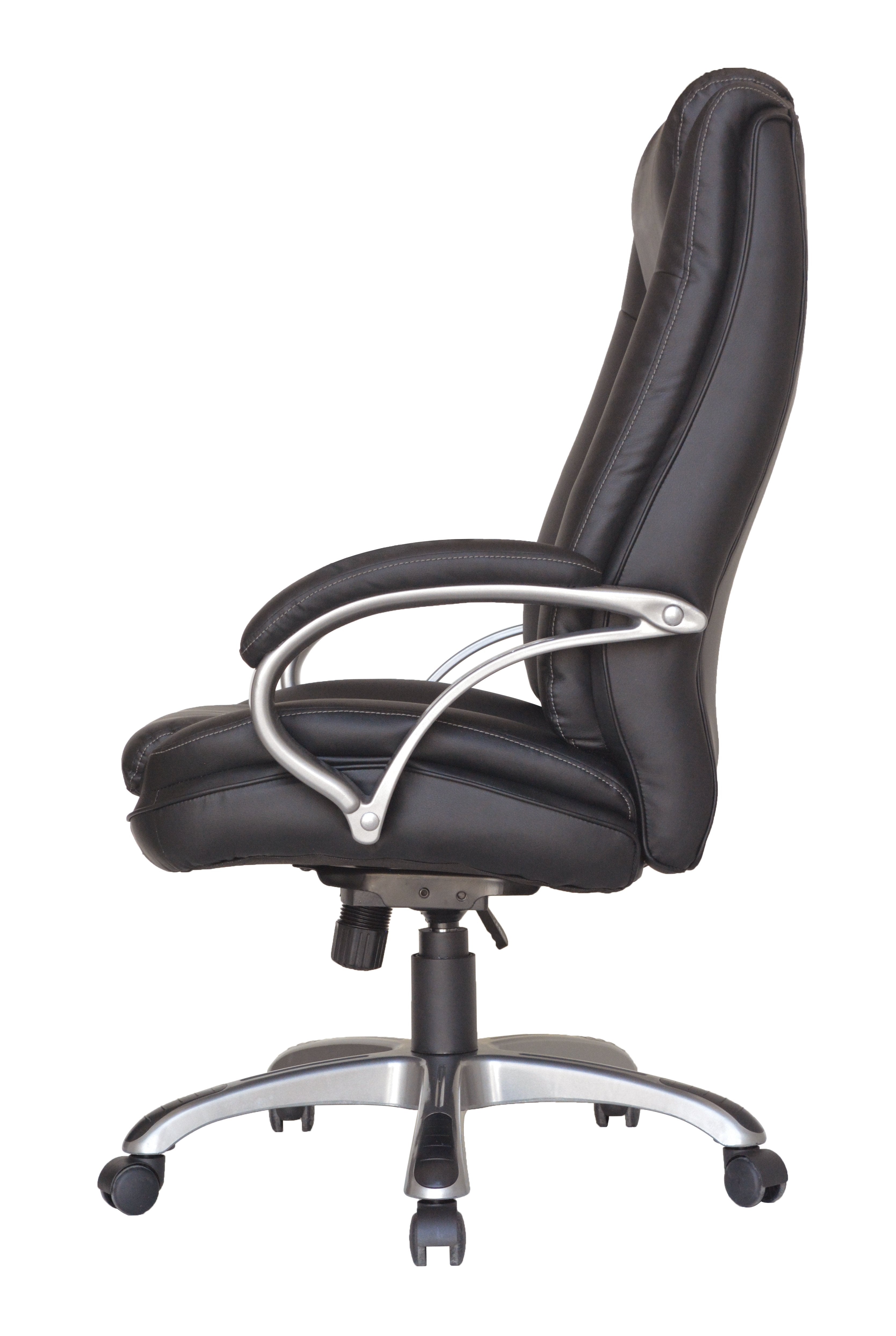 Chefsessel BRUNO-XXL/ bis 150 kg belastbar /Kunststoff anthrazit/ Wippmechanik mit Härtegradeinstellung/ Höhenverstellung/
 Gebremste Sicherheitsrollen/ B 71,5 H 114-124 T 70,5 cm