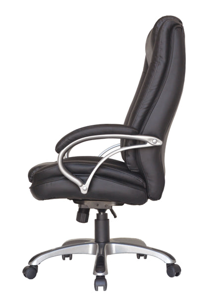Chefsessel BRUNO-XXL/ bis 150 kg belastbar /Kunststoff anthrazit/ Wippmechanik mit Härtegradeinstellung/ Höhenverstellung/
 Gebremste Sicherheitsrollen/ B 71,5 H 114-124 T 70,5 cm