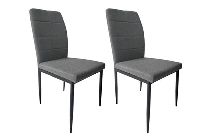 Esszimmerstuhl 2er-Set LYRA / Webstoff grau / Ziernaht im Rücken / Gestell Metall schwarz / Esszimmerstuhl / Küchenstuhl / B 46, H 90,5, T 58 cm