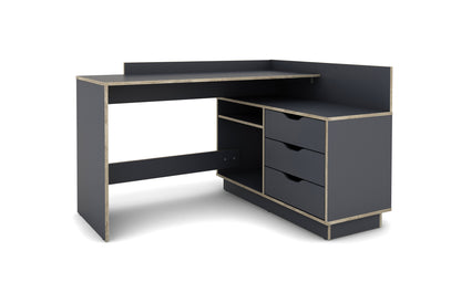 Winkelschreibtisch BELFAST / Rechts oder Links montierbar / 3 Schubkästen / Anthrazit, Weiß-Anthrazit, Artisan Eiche (Eiche-Optik) oder Old Wood (Altholz-Optik) /Bürotisch / Eckschreibtisch / Schreibtisch / B 129, H 83,5, T 105 cm