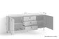 Sideboard BILL / Kommode Artisan Eiche Optik hellbraun / Schrank mit 1 Tür und 3 Schubkästen / Fronten in weiß und grau / Schlaufen-Griffe / B 180, H 77, T 36,5 cm