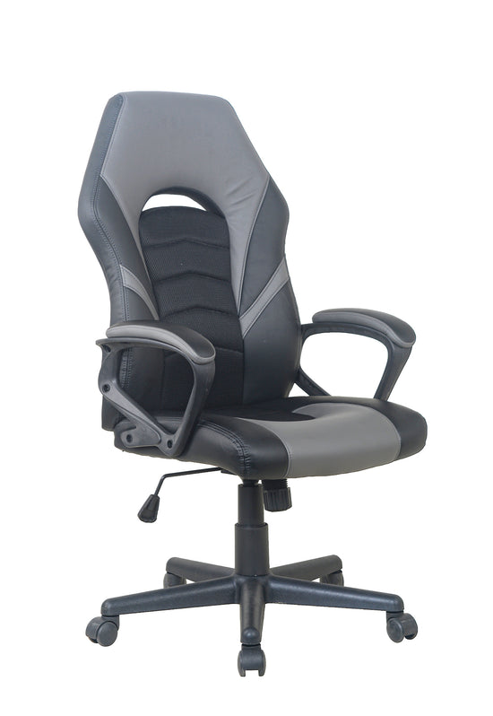 Chefsessel FREEZE / Gestell Kunststoff schwarz / Kunstleder schwarz - dunkelgrau oder weiß / Mesh / Wippmechanik / Sicherheitsklemmschutz / Gebremste Rollen / bis 110 KG / B 59 H 111,5-123,5 T 63,5cm