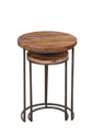 Zweisatztisch JARON / Mangoholz natur, Metall schwarz / Untereinander verstaubar / D 40, H 60 + D 30, H 50 cm