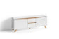 TV-Board VALENTIN / Lowboard matt weiß oder anthrazit mit Absetzung in Eiche-Optik / Fernsehtisch mit 2 Türen und 2 Schubkästen / Fernsehschrank im Scandi-Style / Grifflos / B 160, H 60, T 38 cm