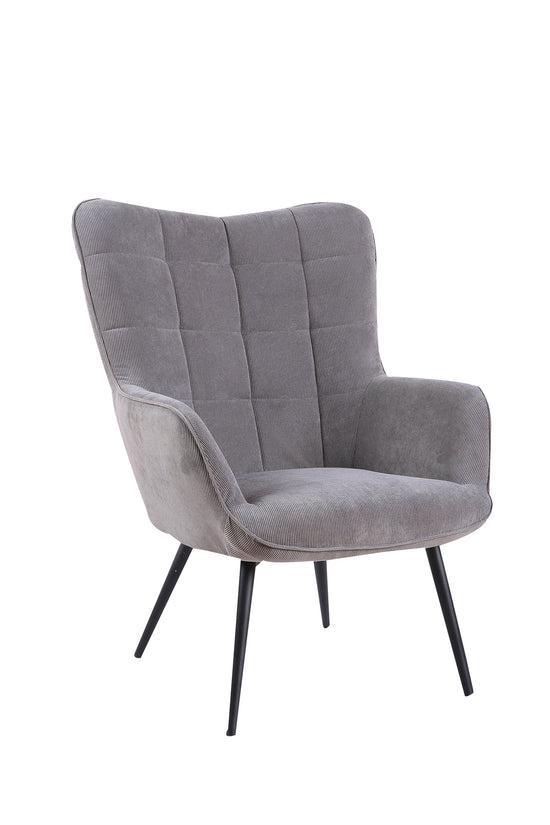 Sessel Uta / Cord grau, Samt schwarz, Webstoff dunkelgrau, Samt dunkelgrün, Webstoff sandfarben / Gestell schwarz pulverbeschichtet / Relaxsessel / Armlehnen-Sessel / B 72, H 97, T 80 cm