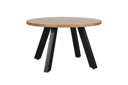 Couchtisch LARA / Platte Akazie massiv / Gestell Metall schwarz / D 75, H 47 cm