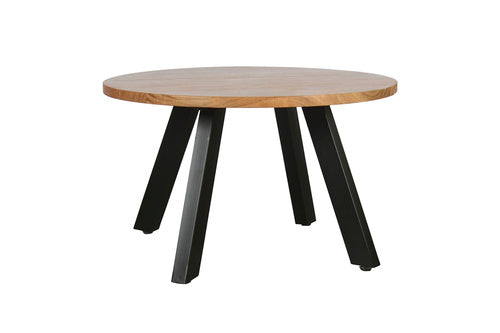 Couchtisch LARA / Platte Akazie massiv / Gestell Metall schwarz / D 75, H 47 cm