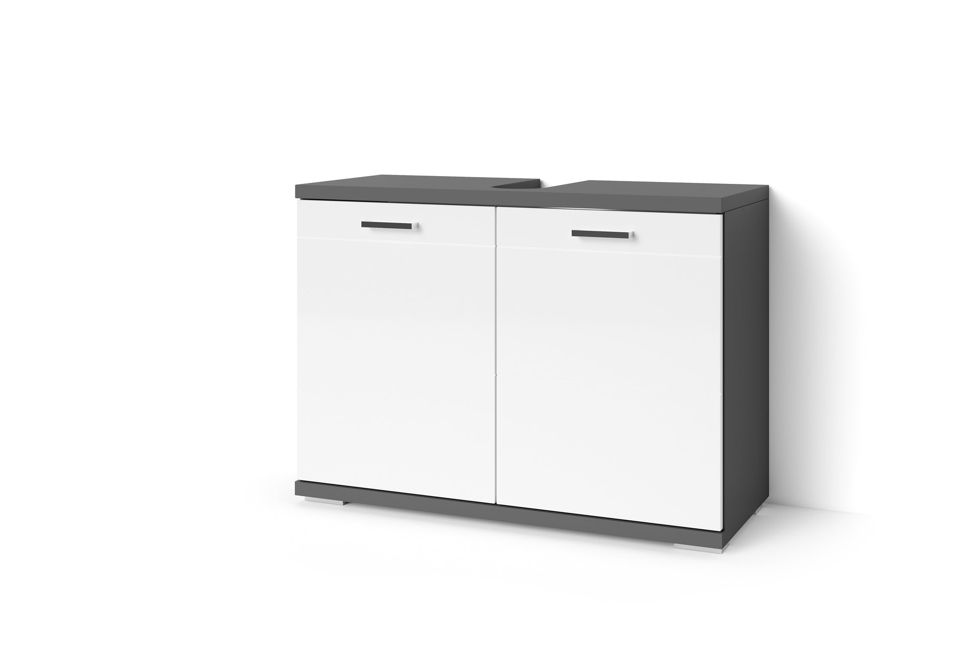 Waschbeckenunterschrank NEBRASKA / in anthrazit, Sonoma Eiche (Eiche-Optik) oder weiß / B 80, H 59, T 31,5 cm / 2-türig