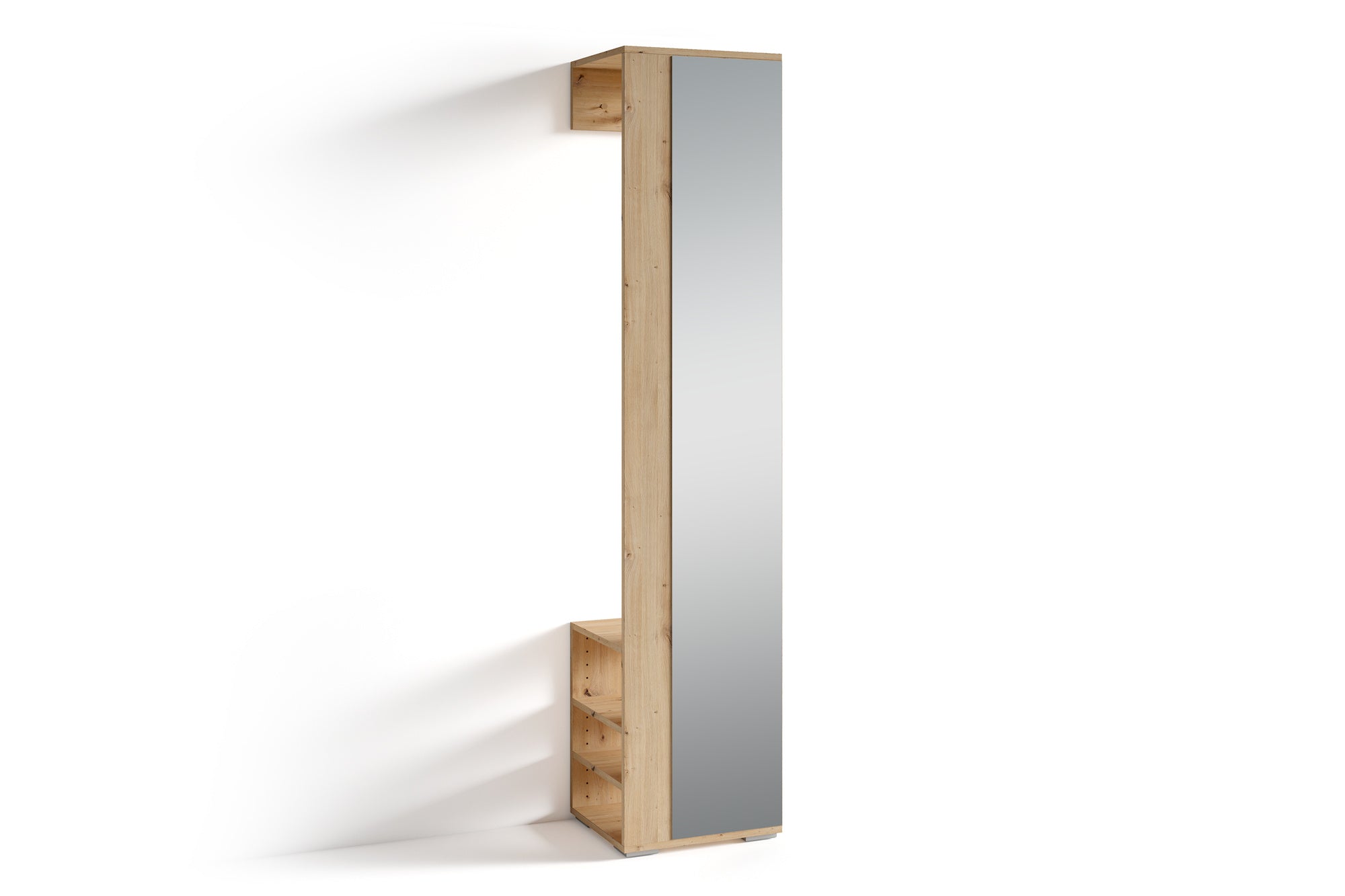 Flurgarderobe BEN / Garderobe Artisan Eiche (Eiche-Optik), Old Wood (Altholz-Optik), weiß oder anthrazit / mit Spiegel / Spiegelschrank für den Flur mit Kleiderstange und Ablage / B 40, H 184, T 35 cm