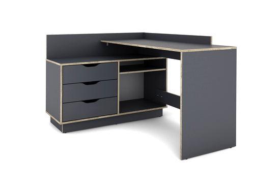 Winkelschreibtisch BELFAST / Rechts oder Links montierbar / 3 Schubkästen / Anthrazit, Weiß-Anthrazit, Artisan Eiche (Eiche-Optik) oder Old Wood (Altholz-Optik) /Bürotisch / Eckschreibtisch / Schreibtisch / B 129, H 83,5, T 105 cm