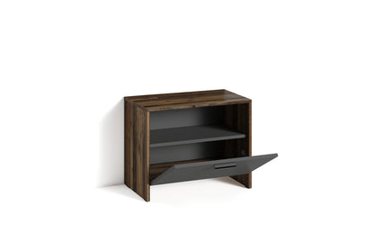 Sitzbank BEN / Schuhschrank in Artisan Eiche (Eiche-Optik), Old Wood (Altholz-Optik) oder weiß / kleine Flur-Kommode mit Klappe und Einlegeboden / B 60, H 48, T 35 cm
