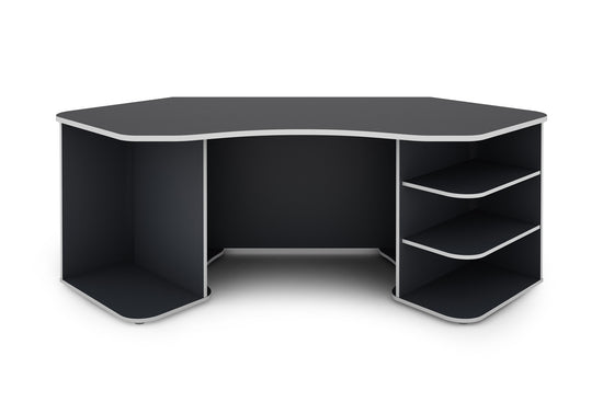 Schreibtisch THANATOS / Gaming-Tisch in anthrazit mit Kanten in rot, weiß oder anthrazit / Eck-Schreibtisch mit viel Stauraum und XXL Tischplatte / Computer-Tisch / PC / Arbeits-Tisch / 198x76x85cm (BxHxT)