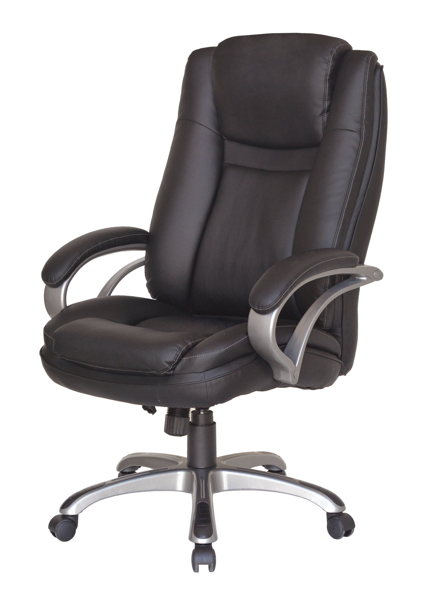 Chefsessel BRUNO-XXL/ bis 150 kg belastbar /Kunststoff anthrazit/ Wippmechanik mit Härtegradeinstellung/ Höhenverstellung/
 Gebremste Sicherheitsrollen/ B 71,5 H 114-124 T 70,5 cm