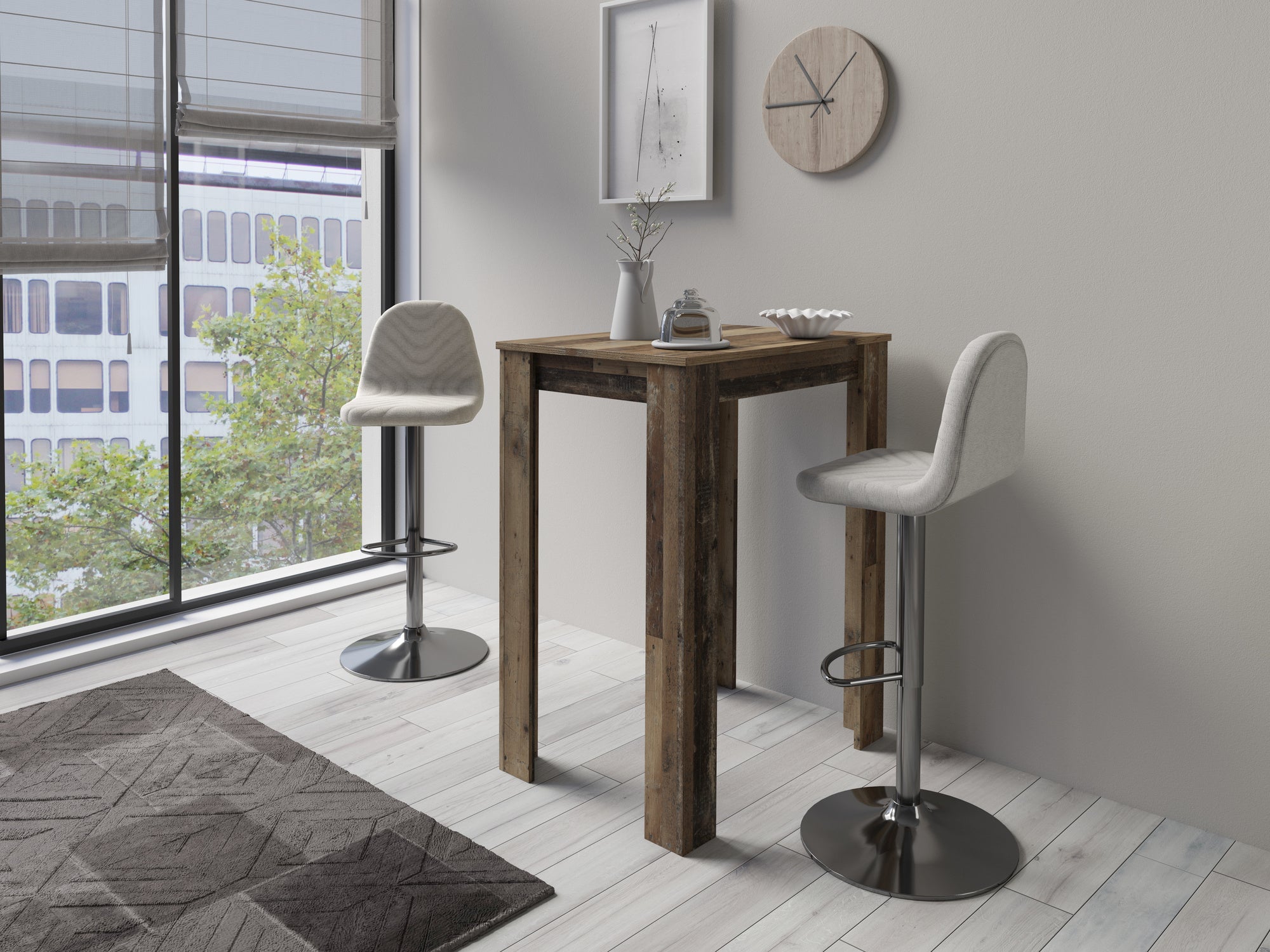 Bartisch Nele / Industrial-Look Küchentisch in Old Wood-Optik / Hoher Esstisch / 80 x 60, H 104 cm