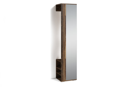 Flurgarderobe BEN / Garderobe Artisan Eiche (Eiche-Optik), Old Wood (Altholz-Optik), weiß oder anthrazit / mit Spiegel / Spiegelschrank für den Flur mit Kleiderstange und Ablage / B 40, H 184, T 35 cm